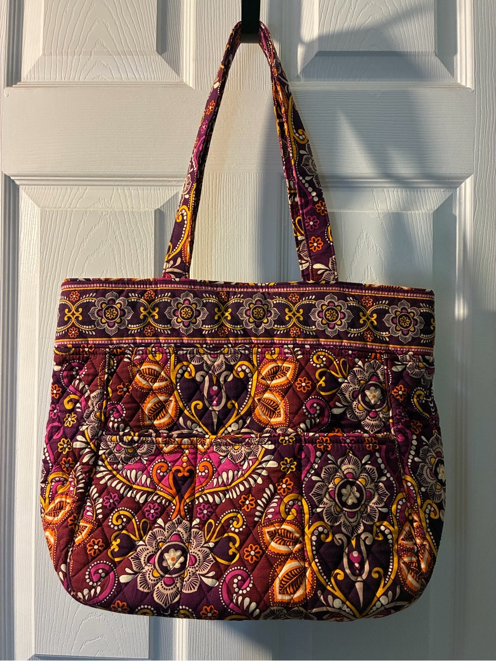 Vera Bradley Quilted Floral Tote in Plum, Gold and Orange